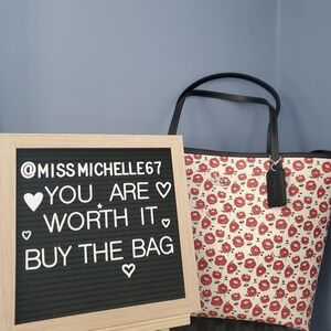 COACH - City Tote Bag With Floral Print - Silver, Chalk and Black. NWT